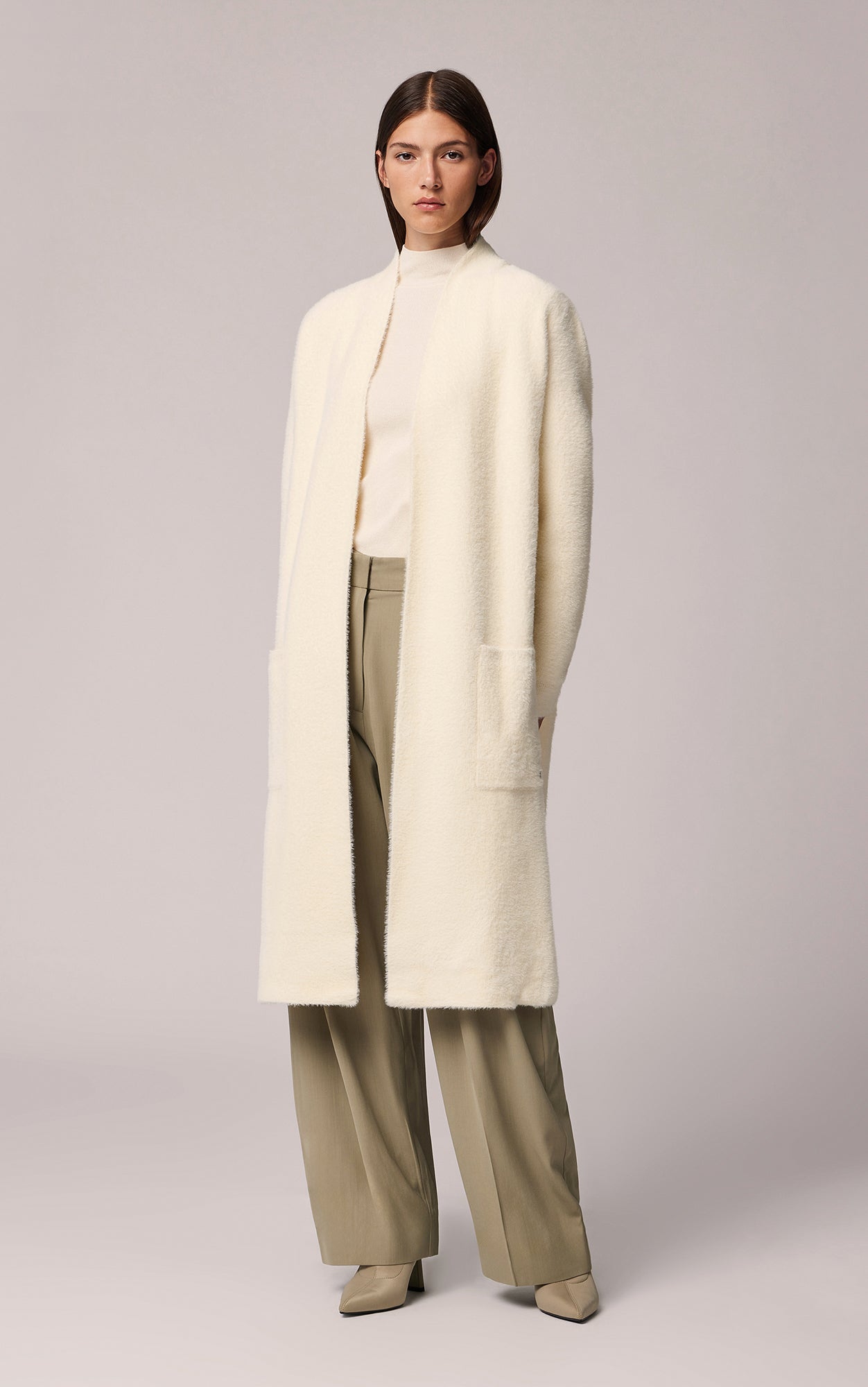 Tiana, Below-knee plush coatigan with scarf | Soia & Kyo Canada