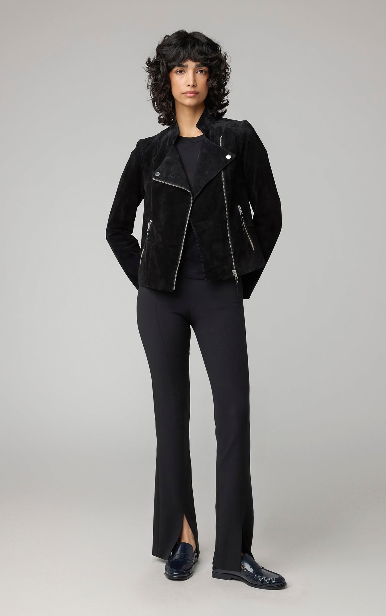 ★Soia & Kyo★Saskia スリムフィット スエードジャケット Saskia, Slim-fit suede jacket with stand collar | Soia & Kyo